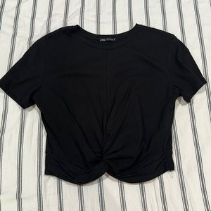 Black Zara knot crop top